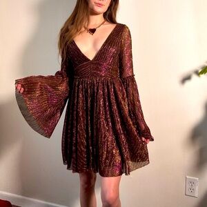 NWT Ecote plunging boho party dress